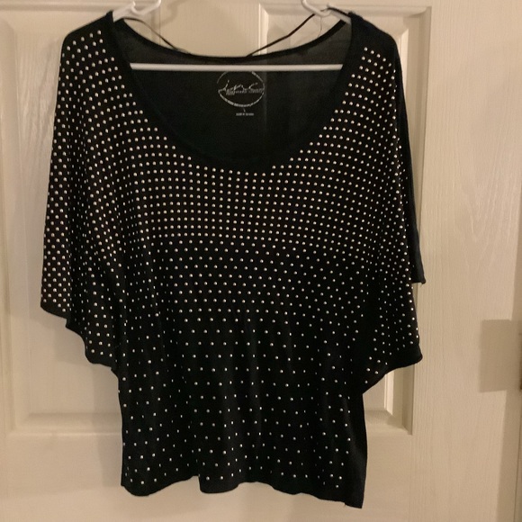 INC International Concepts Tops - INC Black top with Gold hardware, Petite Large